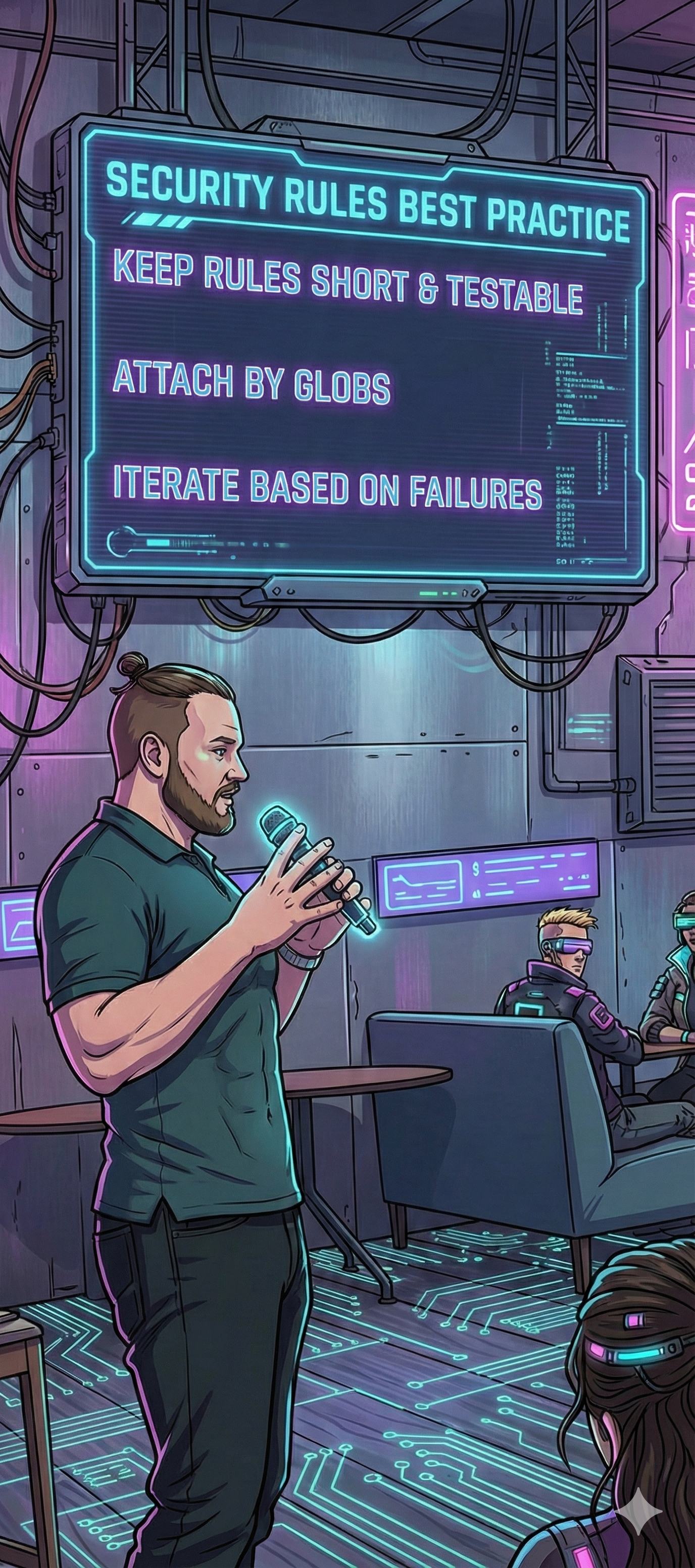 Secure development training room with AI coding rules